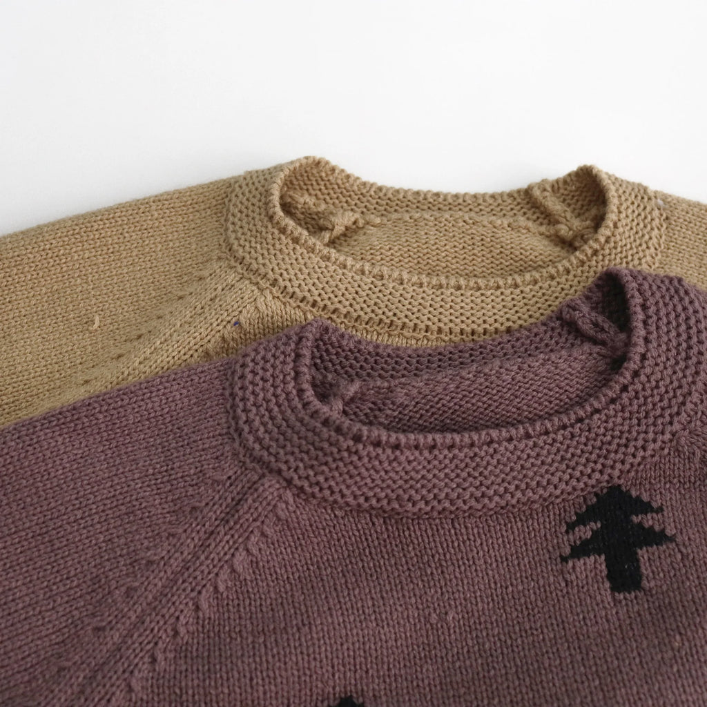 1-6Y Kids Sweaters Korean Style Boys Knitwear Pine Tree Girls Pullover Long Sleeve Children Base Sweaters