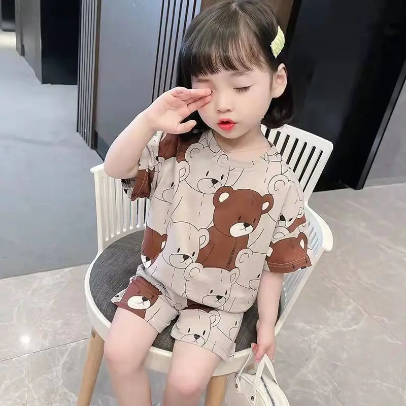 Pajama Set Children Short Sleeve Pajamas Kids Boys Children Summer Sleepwear Pyjama Kpop Boys Pjs Sets Boy's Pajamas for Boy