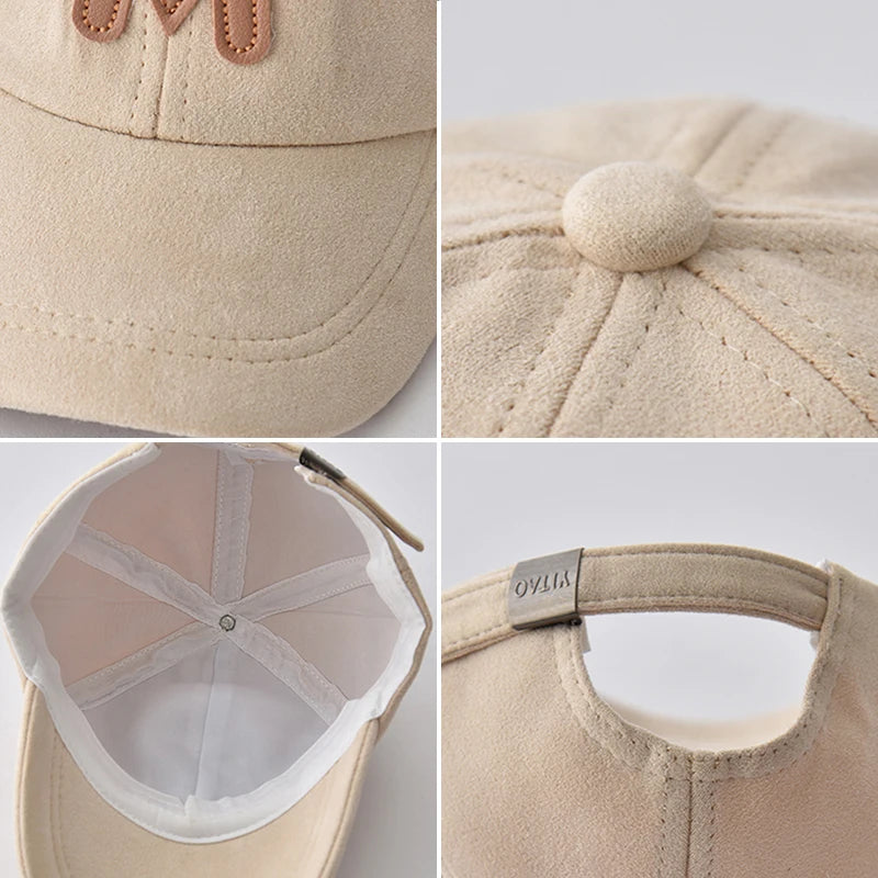 High Quality Suede Children Baseball Hat Fashion Kids Peaked Cap Girls Boys Solid Color Duck Tongue Caps Baby Outdoor Sun Visors