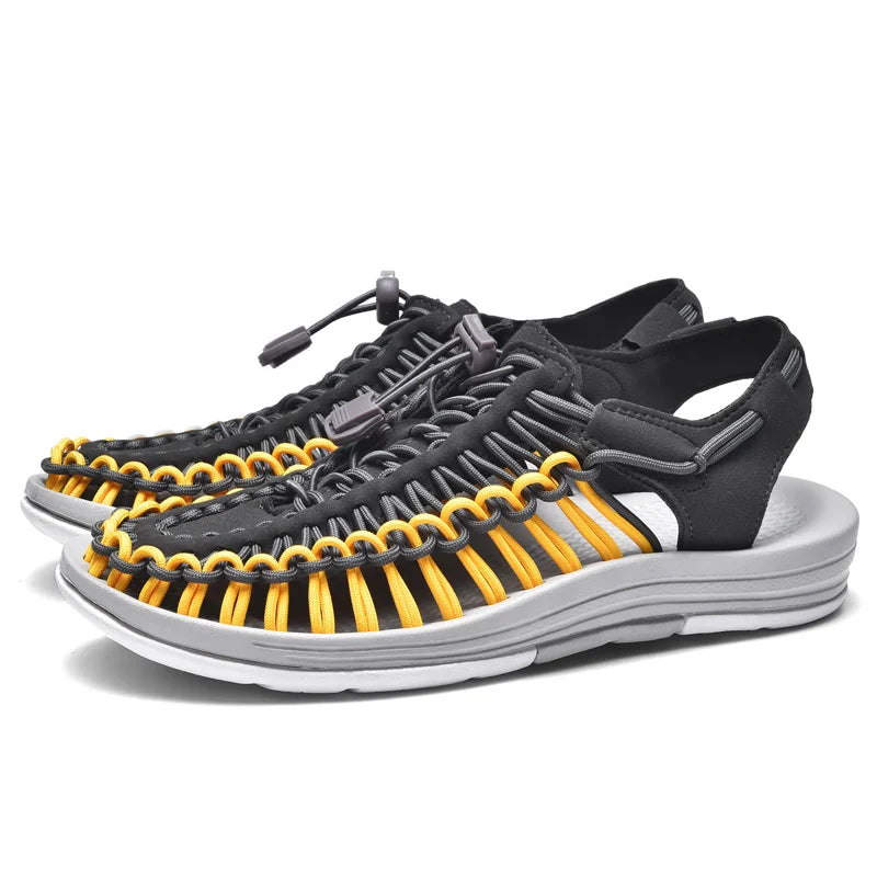 Women Sandals Fashion Handmade Weaving Design Beach Slippers Men Summer Breathable Casual Flat Sandals Outdoor Couples Big Size