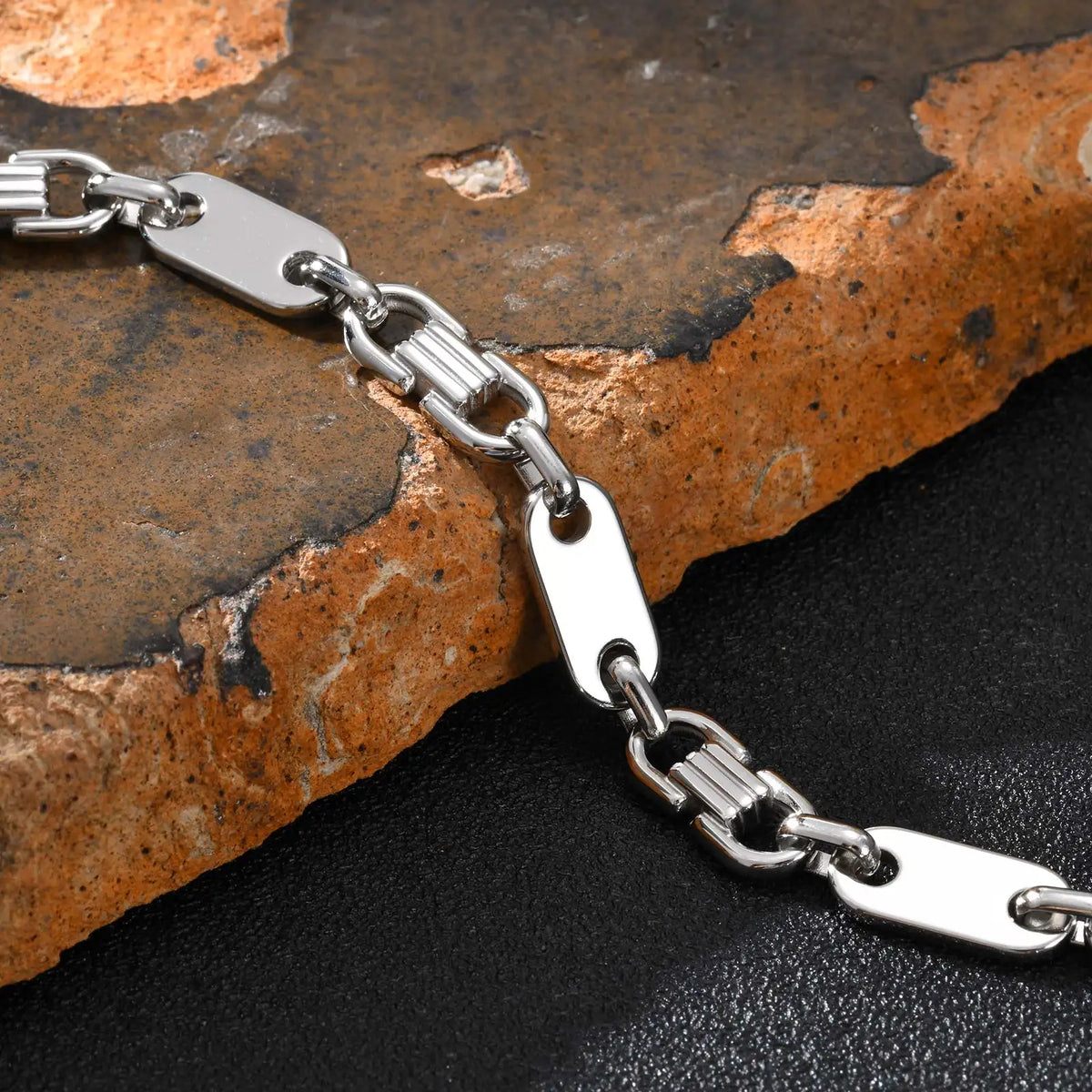 Trendy Classic Stainless Steel Bracelet for Men, Geometric Handmade Chain Bracelet, Fashion Jewelry Gift for Him ﻿
