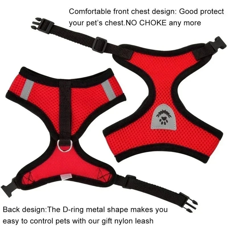 Cat Harness Vest Walking Lead Leash For Puppy Dogs Collar Polyester Adjustable Mesh Dog Harness For Small Medium Pet Accessories