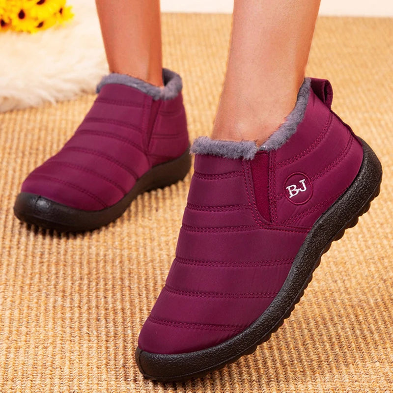 Snow Boots Woman Keep Warm Shoes Woman Slip On Ladies Shoes Flat Ankle Boots Waterproof Couple Soft Botas Mujer Winter Boots