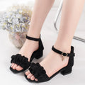 Children Princess Sandals Girls Suede Flowers Dress Shoes Kids Low Heels Sweet Performance Shoes Fashion Classic Summer 26-37