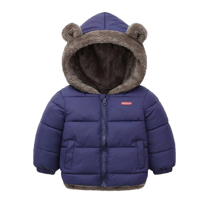 Children's Jacket Hooded Cotton Jacket Men's Thick Wool Jacket Cashmere Padded Jacket Winter Girls' Warm Jacket 1-6 Years Old