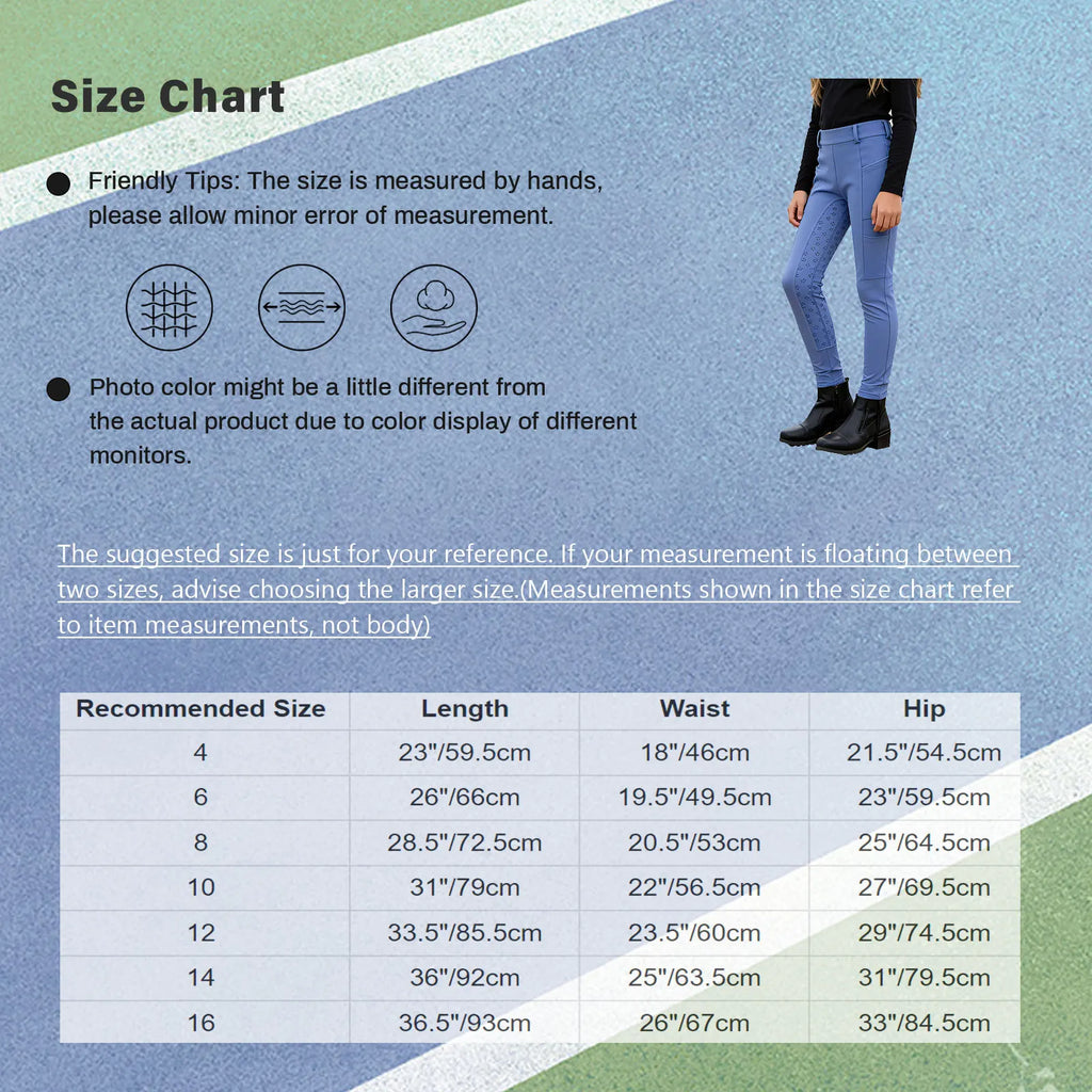 Unisex Kids Boys Girls Horse Riding Sports Clothes Anti-skid Full Seat Equestrian Pants Leggings Workout Bottoms Daily Wear