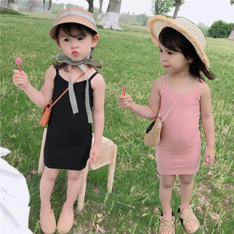 Kids Girl Clothes Summer New Sling Dress Slim Style Dresses Sweet and lovely Daily Casual Clothing for Child Girl