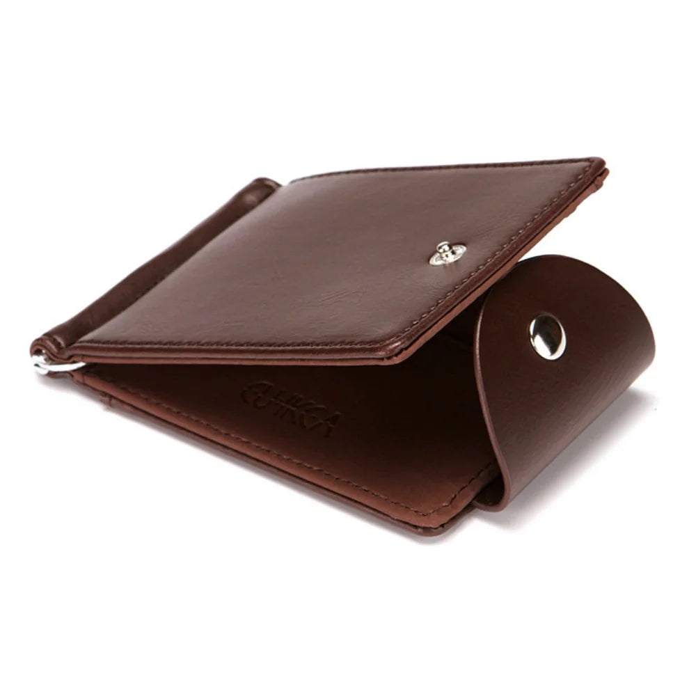 1 Men's Fashionable Wallet, Creative Card Holder, Men's Work Id Flip Cover with Clasp, Dollar Bill Clip