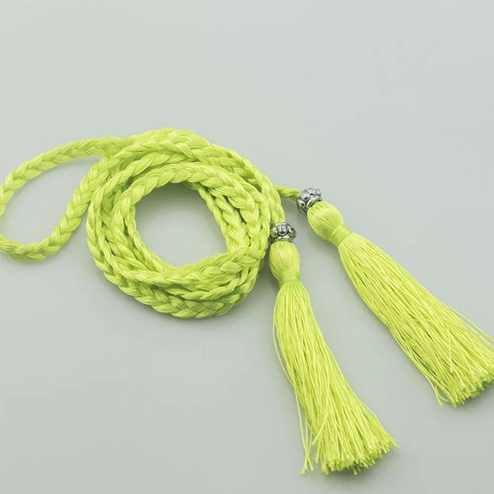 Women 160cm Bow Dress Waistband Tassle Waist Chain Braided Belts Tassles Belts Waist Rope
