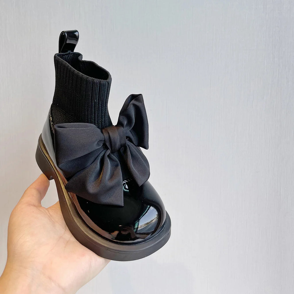Child Fashion Boots Autumn winter Warm New Girls Bowknot Princess Breathable Children Sock Shoes Korean Kidsl Sshoes