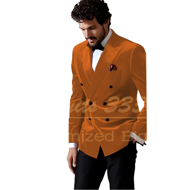 Velvet Double Breasted Blazer 1 Piece Slim Fit Smoking Suit Jacket for Men Fashion Party Groom 2025 Wedding Slim Fit Outfits