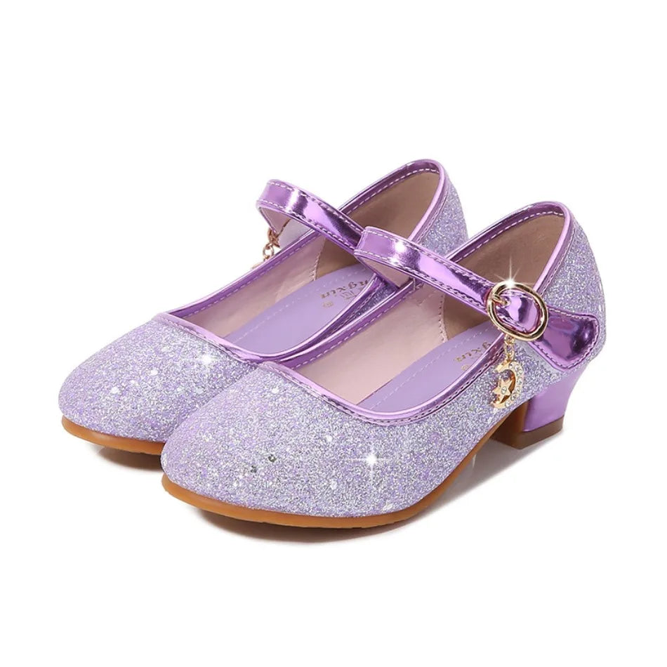 Children High Heels Fashionable Piano Runway Performance Shoes Girls' Leather Shoe Princess Shoes Sequined Single Shoes HSD09
