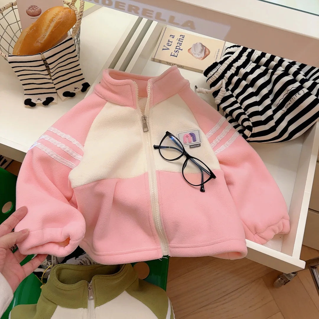 Lamb Wool Warm Jackets For Girls Children Autumn Winter Outerwear Kids Plus Velvet Coats New Teenager Fashion Padded Clothing