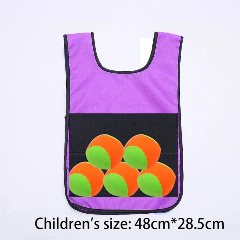 Kids Outdoor Sport Game Props Vest Sticky Jersey Vest Game Vest Waistcoat With Sticky Ball Toys For Children Sports Fun Toy