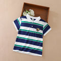 Boys Striped Polo Shirts 5-12 Years Kids Summer Short Sleeve Lapel T-Shirt Casual Badge Top Children School Uniform Tee