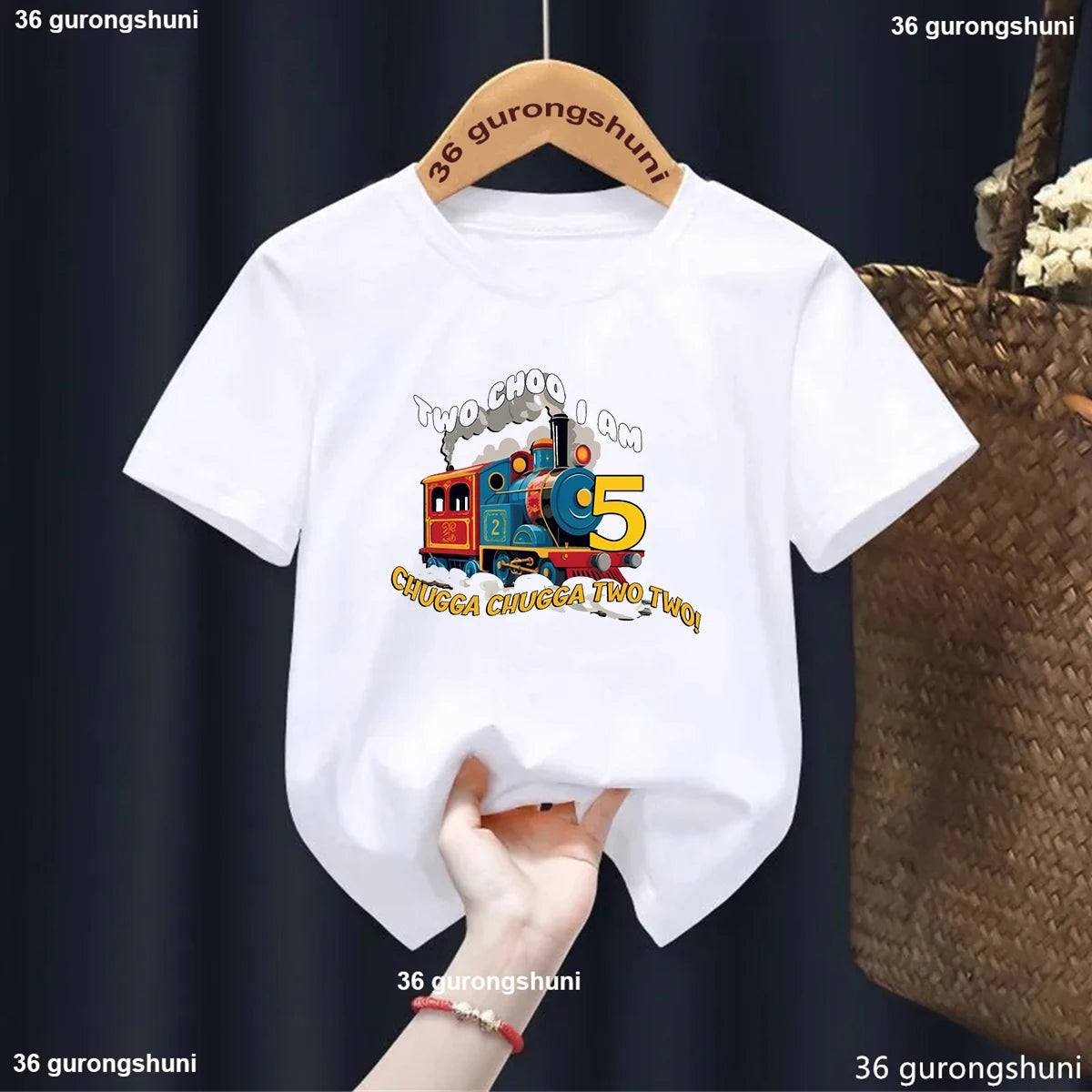 2025 Newly Children T-Shirts Train Birthday 1-8 Graphic Printed Tshirt, for  Boys Girls Casual Short Sleeve Tee Tops Kid Clothes