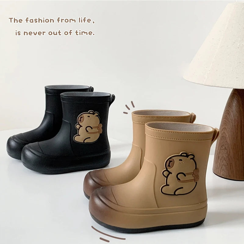 Kids Rain Boots Cartoon Waterproof Rubber Shoes Anti-slip Outdoor Rain Footwear for Boys Girls Ages 3-12