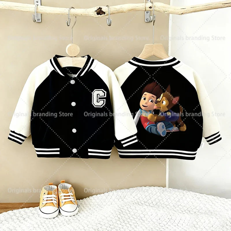 Paw Patrols Children Jackets Boys Girls Baseball Coats Kids Embroidered Letters Cardigan Autumn Fashion Outerwear Clothing Gift