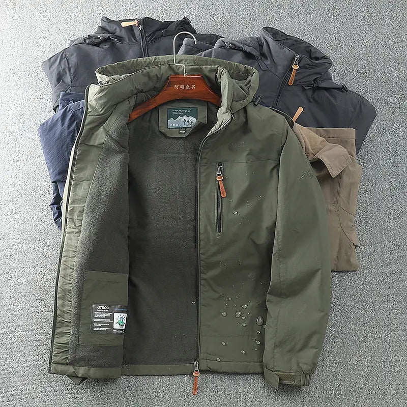 For autumn and winter, men's casual, detachable, hooded, windbreaker, loose and warm jacket