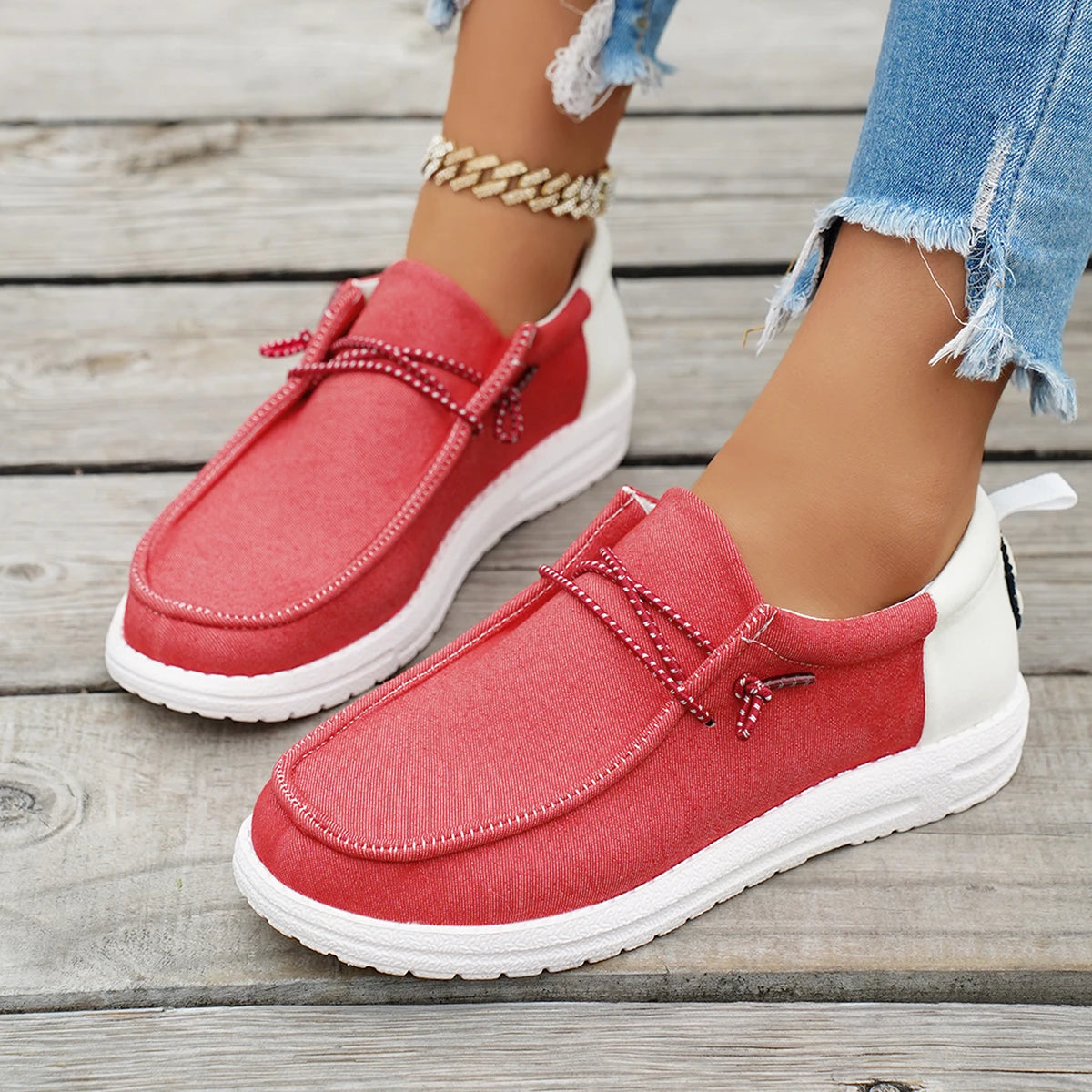 Fashion Loafers for Women Comfortable Lightweight Breathable Round Toe Casual Shoes Flat Slip-on Driving Shoes for Women