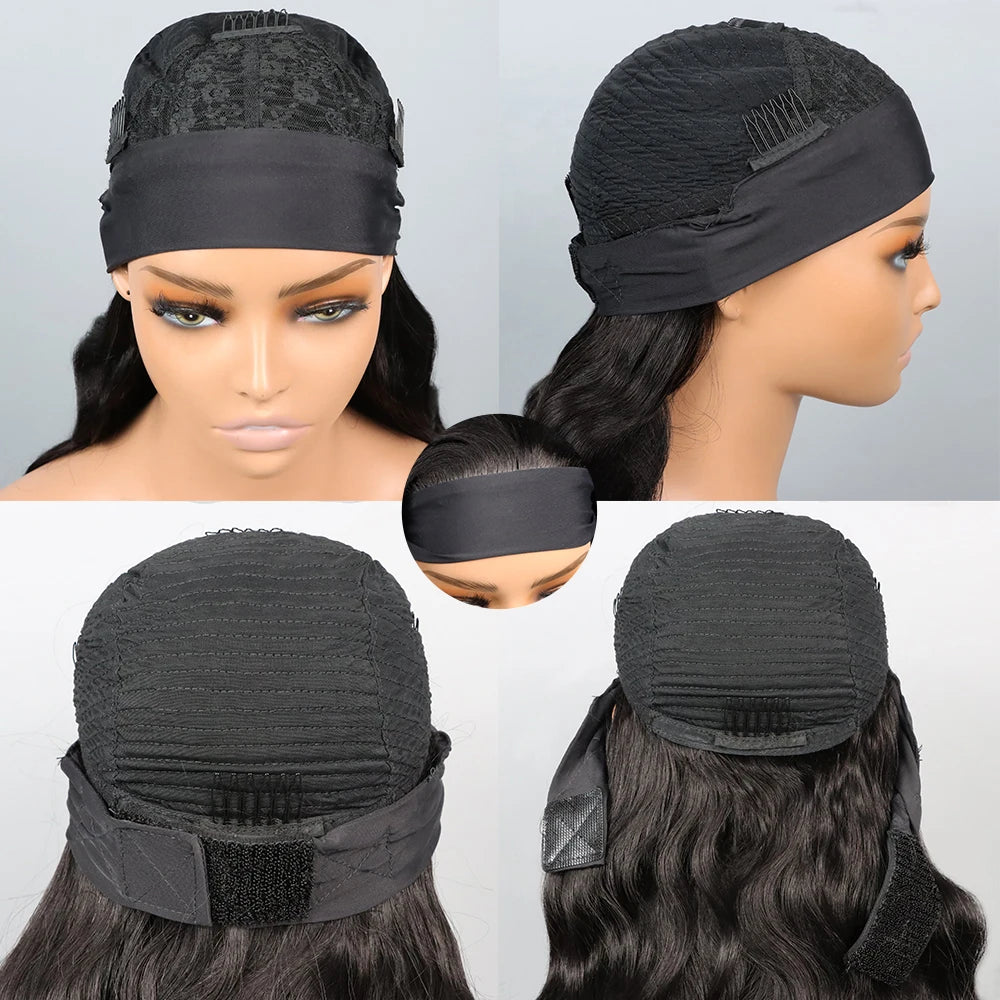 Headband Human Hair Wigs Body Wave Headband Wigs Human Hair For Black Women Glueless Half Wigs Wear and Go Machine Made