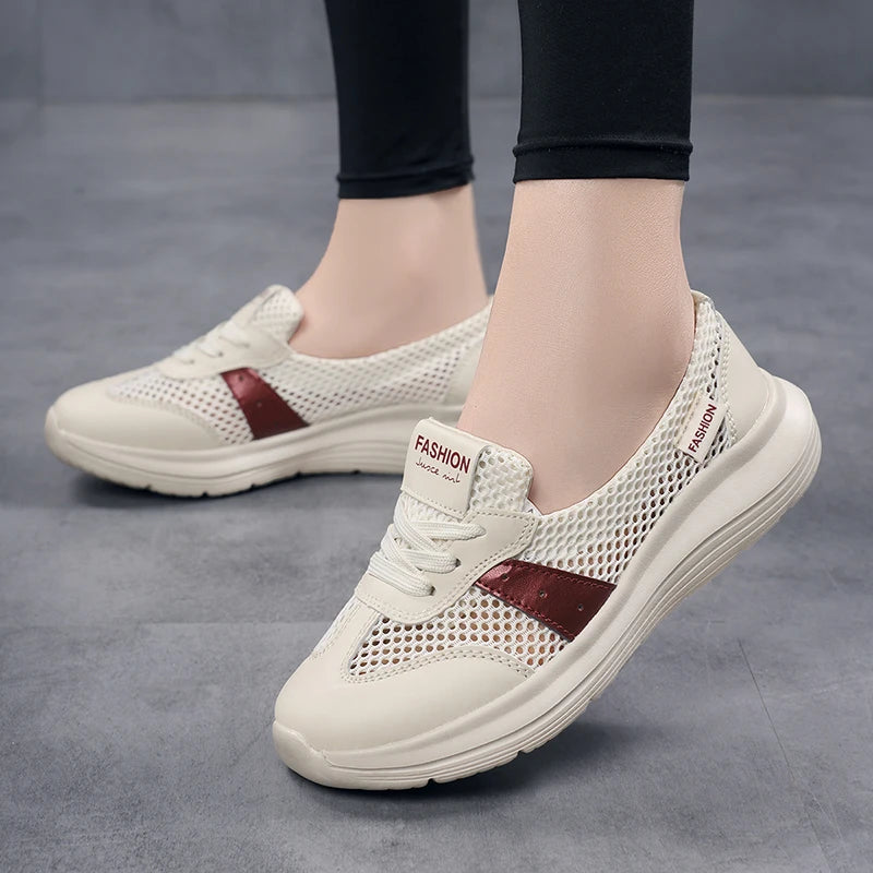 New Summer Refreshing Mesh Casual Shoes Simple and Balanced Cushioning and Elastic Lightweight Running Shoes Womens Sizes 35-42