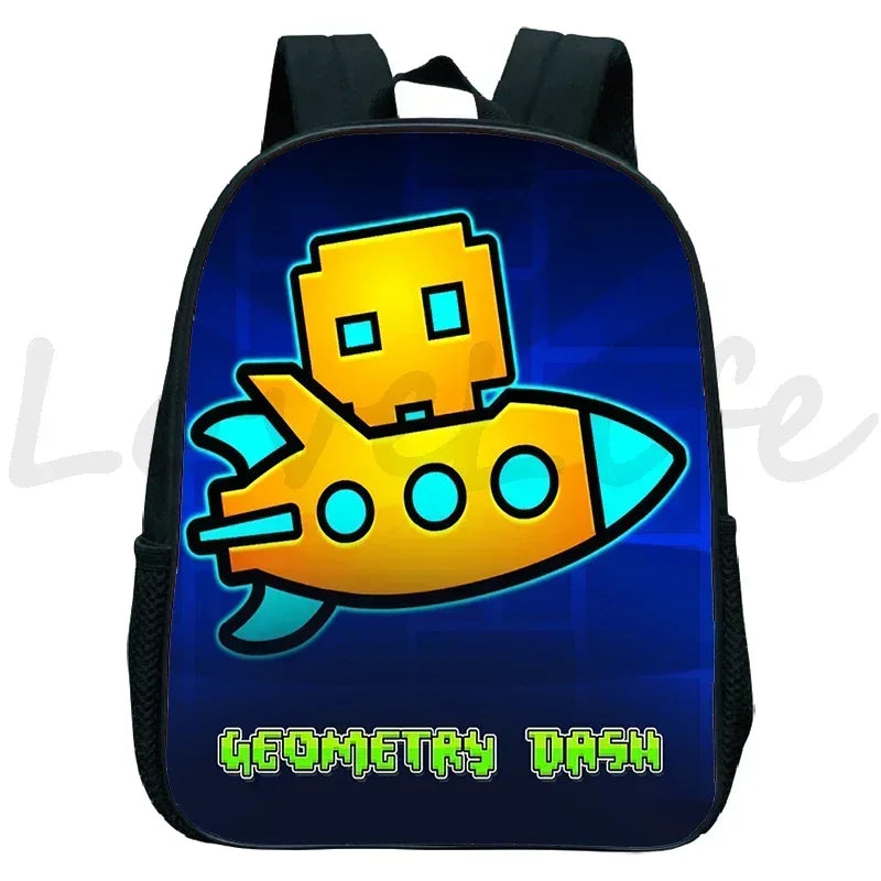 Children Backpack Anime Small Bookbag Kids Cartoon School Bags  Angry Geometry Dash Kindergarten Backpacks Boys Girls Rucksack