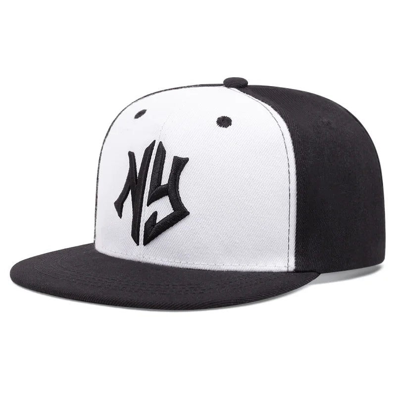 Men's and women's flat brimmed hatsStreet Embroidery Letter NYHip hop flat brimmed hat with adjustable styleFashionable