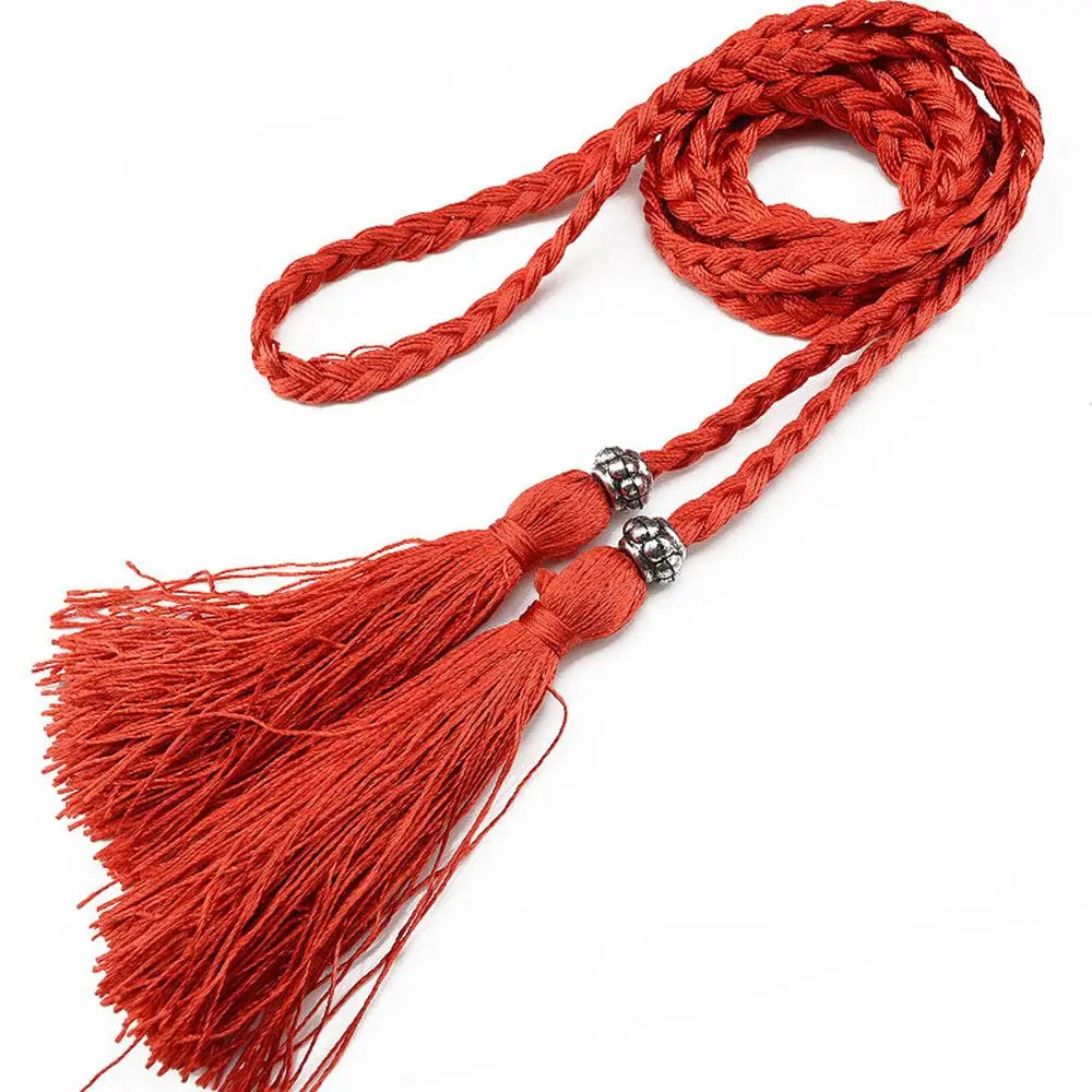 Women 160cm Bow Dress Waistband Tassle Waist Chain Braided Belts Tassles Belts Waist Rope