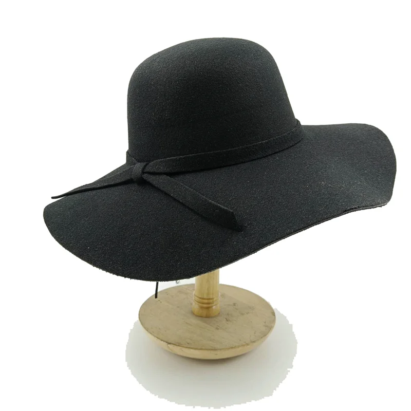 Women Hat  Autumn Winter Vintage Floppy Hat Women Elegant Felt Fedora Hat Wide Brim Sun Cap British Style Fedoras Felt Floppy