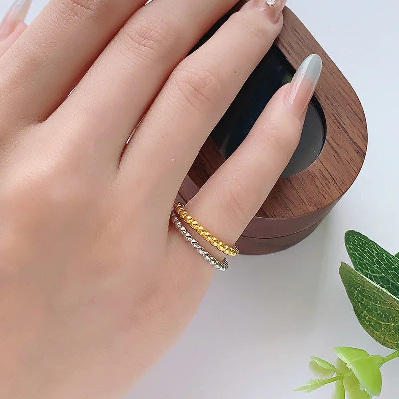 Women's Jewelry 925 Sterling Silver Round Bead Small Adjustable Rings For Women Couple Vintage Accessories Prevent Allergy