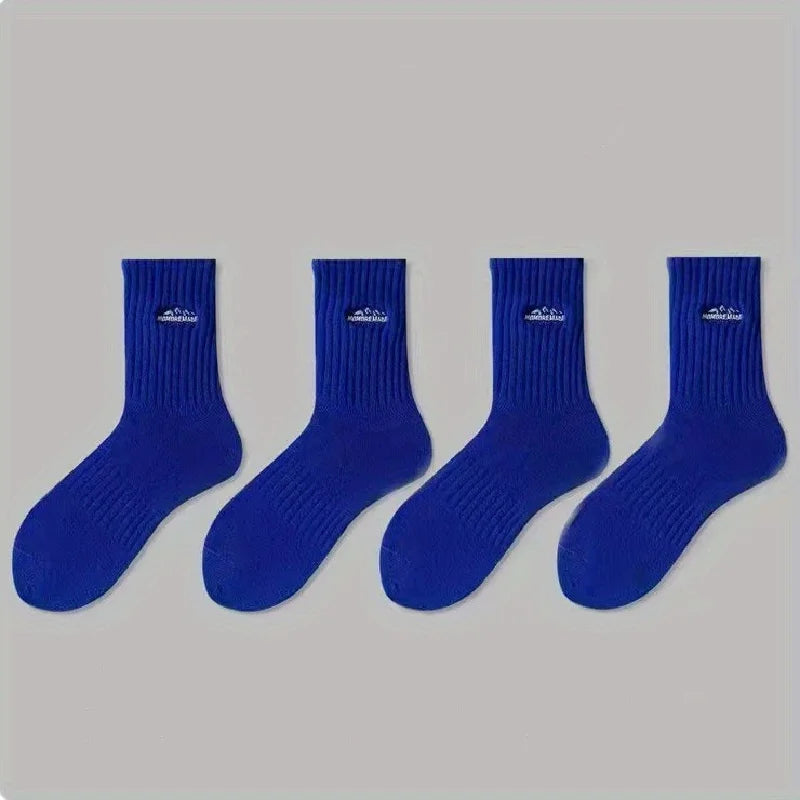 4 pairs of unisex socks with oil painting pattern  thin breathable and versatile casual mid length socks