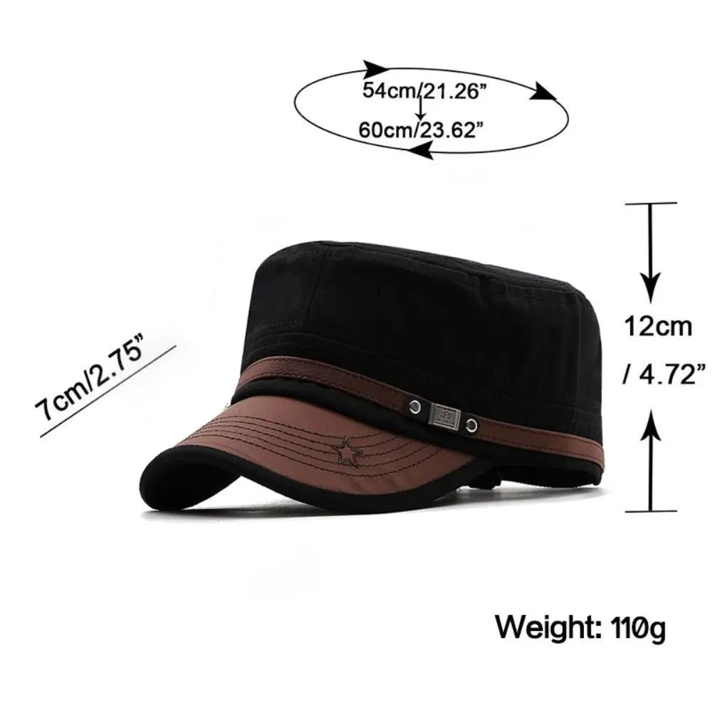 Hat Men Unisex  Hat Baseball Cap Cotton Cadet Hat   Breathable Combat Fishing Flat Adjustable Cap