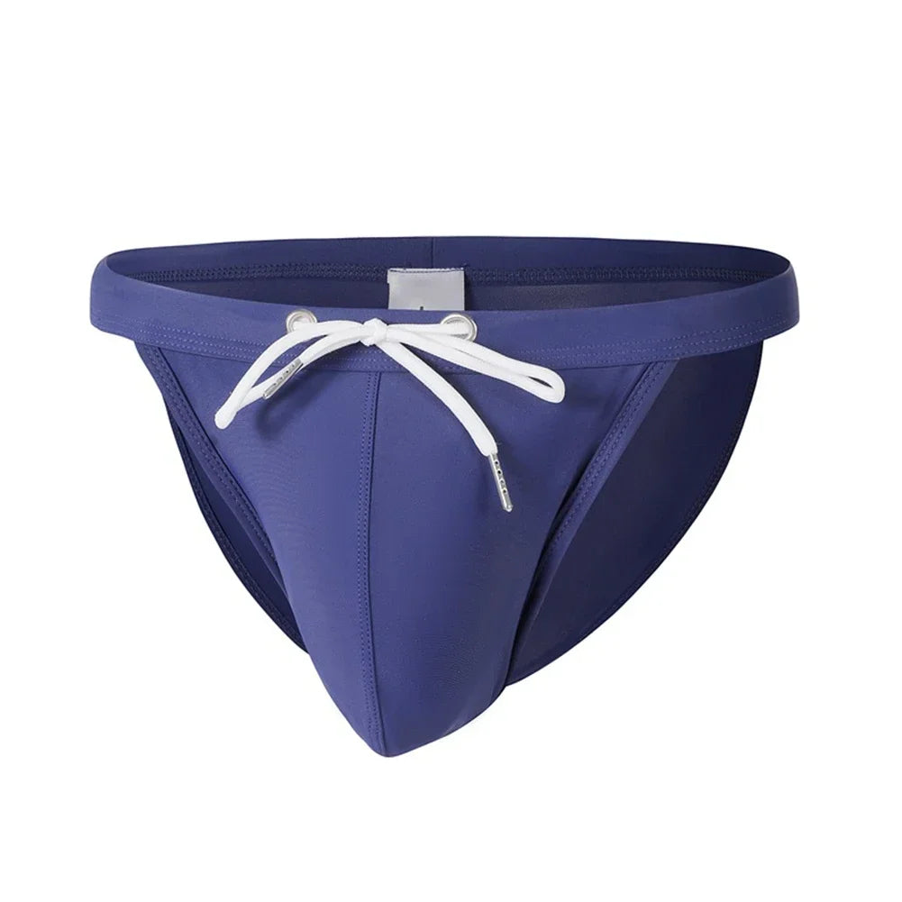 Men Summer Swimwear Swim Briefs Low Waist Bikini Beachwear Surf Board Shorts Solid Color Seamless Stretch Breathable Underpants