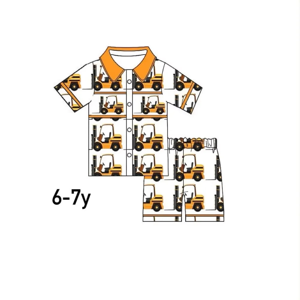 Kid Pyjamas Wholesale Boys Fire-Fighting Outfits Boys Pajamas Clothing Summer Fire-Alarm Shorts Boys Sets