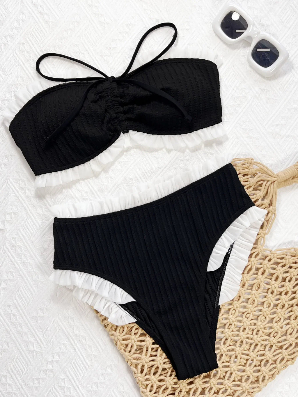 Swimsuit 2025 Women's Split Swimsuit Strapless Sexy  Bikini Set Hawaii Vacation Swimwear Women m