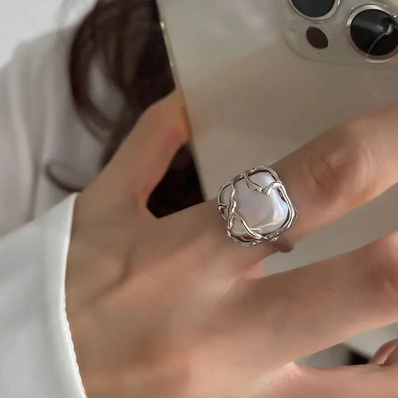 Silver Rings for Women Vintage Wedding Trendy Fine Jewelry Large big hug diamond Adjustable Antique Rings Anillos