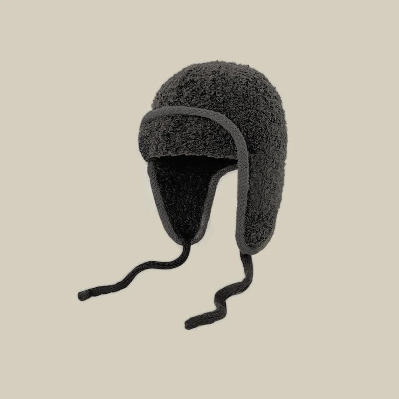 Ear-protective Woolen Knitted Hats for Women, Autumn Winter Thickened Fleece Caps, Ideal for Large Head Circumference