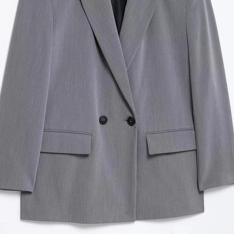 HXAO Women's Blazers Office Wear Long Blazer Spring 2025 Long Sleeve Solid Blazer Women Oversize Jacket High Quality Blazer