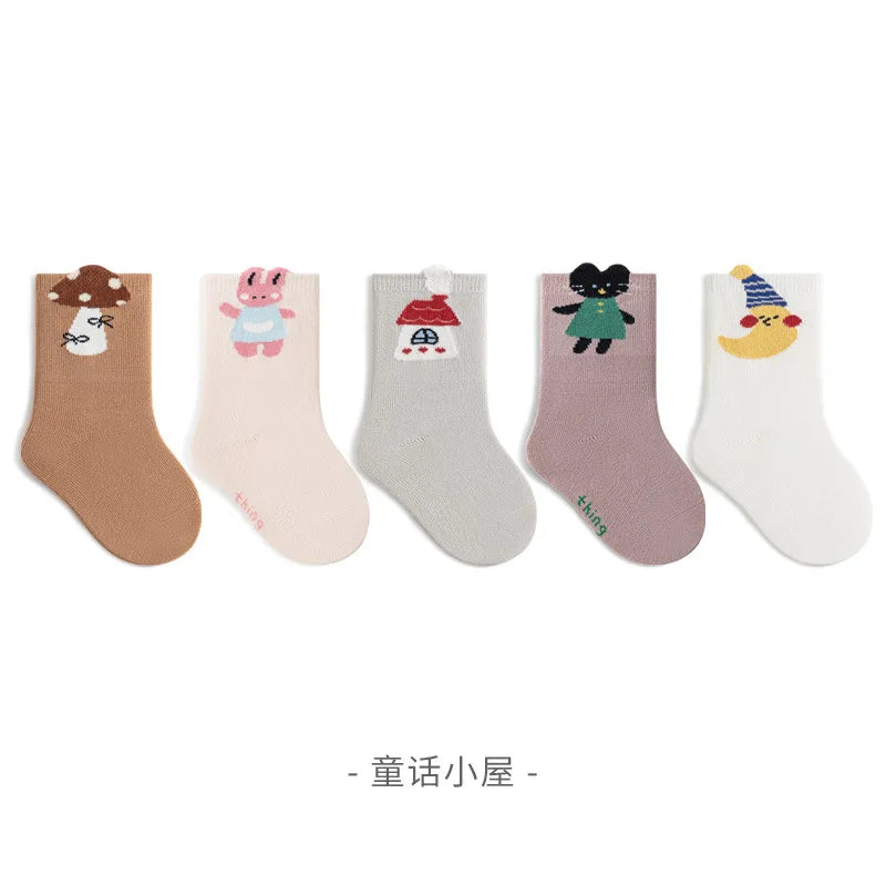 5 Pairs/Lot Boys Children Socks 0-12 Years Cartoons Baby Socks Soft Cotton Comfortable Toddler Kids Socks Girls Knee High Socks