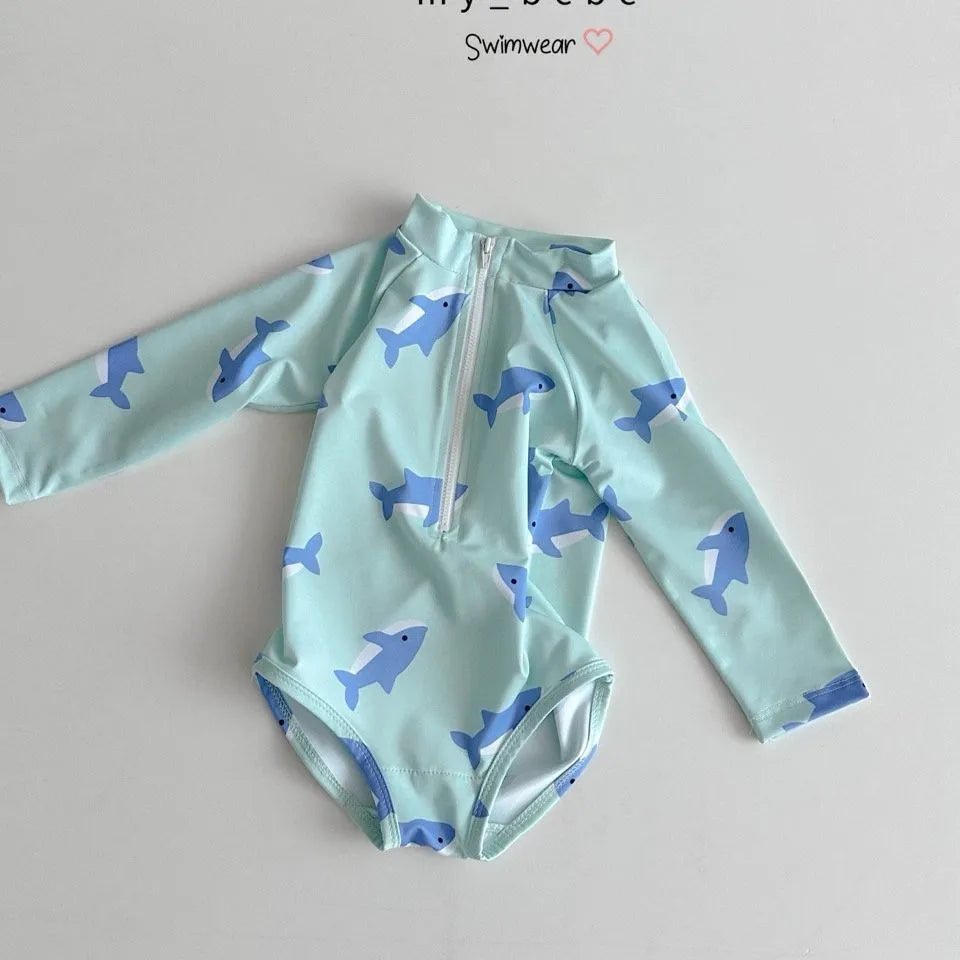 Children's Swimsuit Boys and Girl Long Sleeved Quick Drying Girls' Cute Swimsuit Princess Kids Rompers