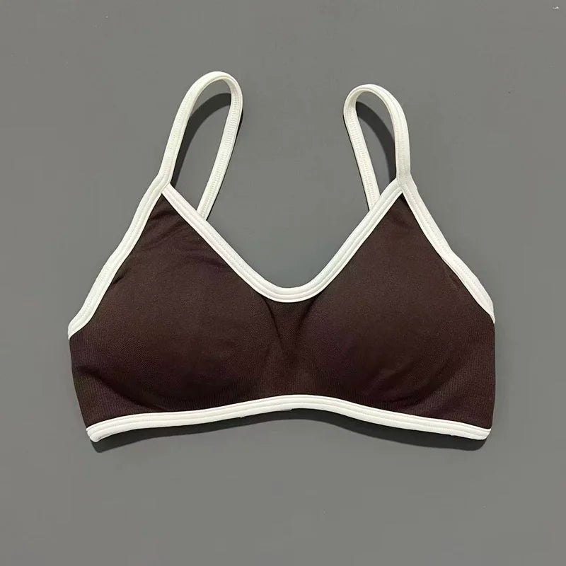 Sports Bra For Women Padded Wireless Yoga Bra Seamless Breathable Shockproof Gym Workout Crop Top Adjustable Straps Bralette