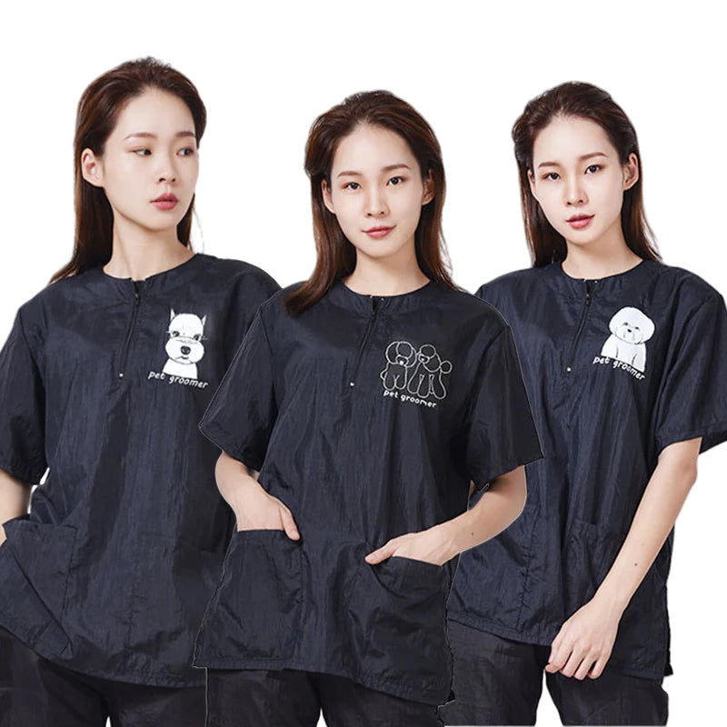 Pet Grooming Clothing Waterproof Pet Hospital Work Clothes Pet Stores Anti Hair And Anti-static Pet Groomer Smock Uniform Tops