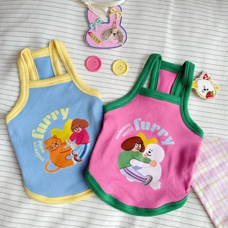 Cute Summer Pet Dog Clothes Camisole Vest Thin For Small Dog Cat Dress Printed Cute Comfortable Couple Clothing Puppy Clothes