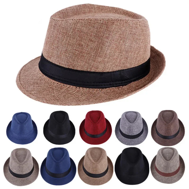 Men's Handsome Cowboy Hats Formal Hat Jazz Cotton Linen Pure Hat Imitation Linen Sun Visor Hat Fashion Accessories