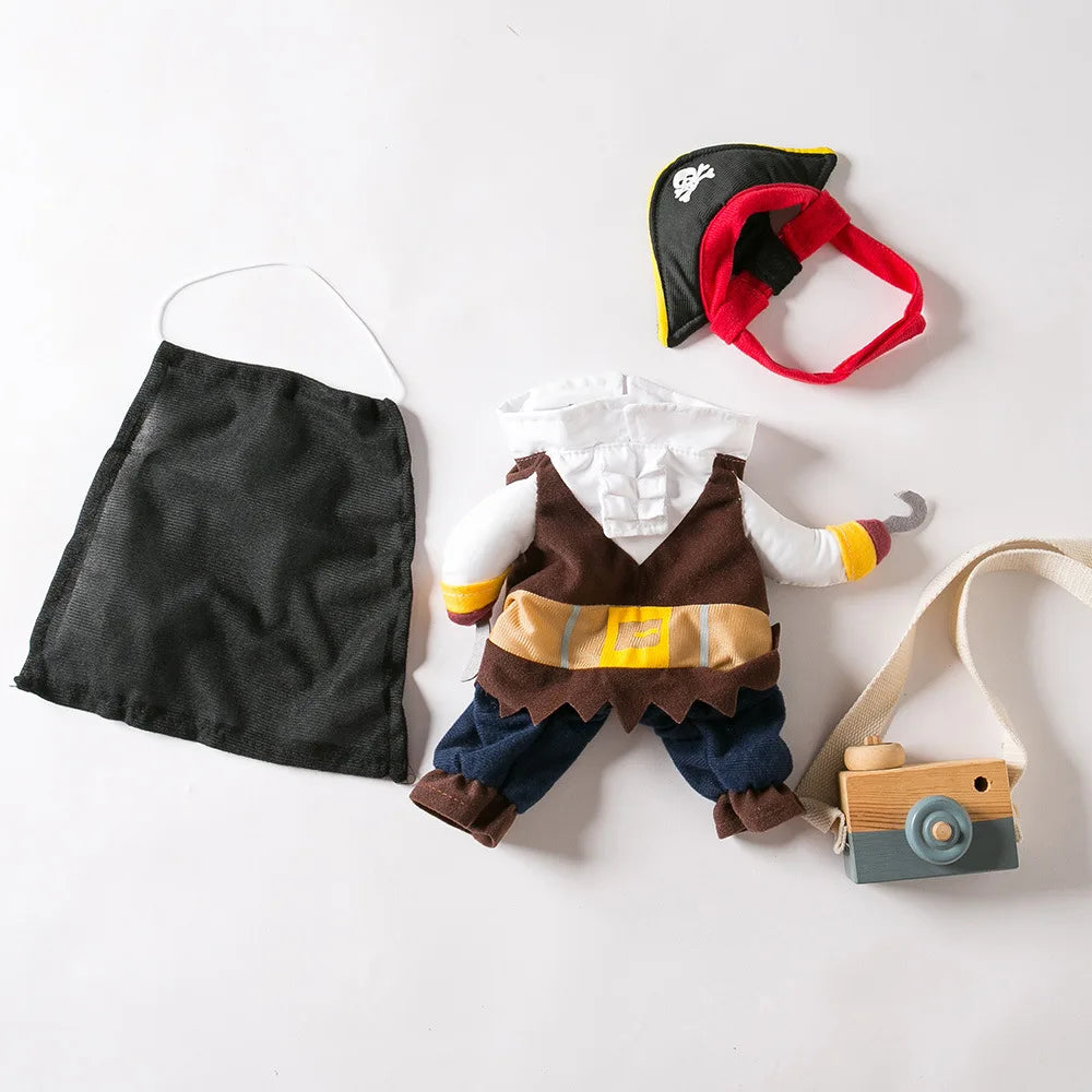 Funny Pet Clothes Pirate Dog Cat Costume Suit Corsair Dressing up Party Apparel Clothing for Cat Dog Plus Hat Pet Dog Costume