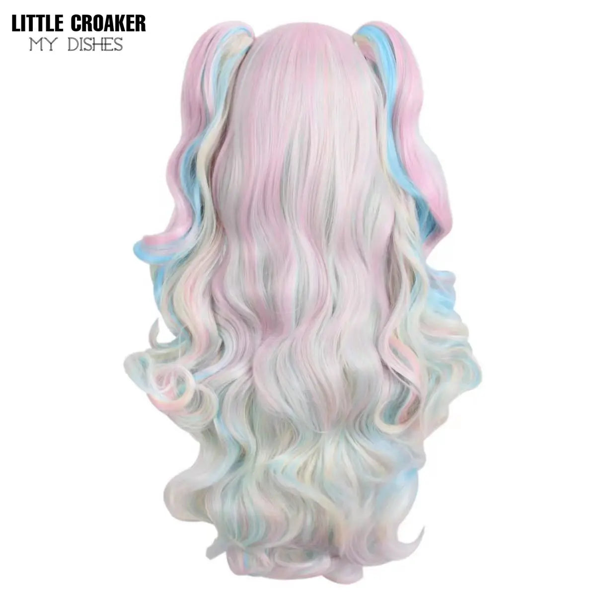 Long Wavy Anime Cosplay Lolita Wig Blue Blonde Pink Ombre Two Ponytails Girls Kawaii Anime Accessories Wigs for Women