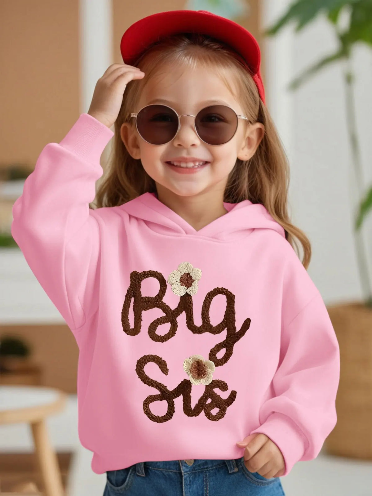 Kids' Hoodie with Large Floral Letter Print, Cute Fashion Casual Sweatshirt for Girls, Spring/Fall Wear
