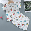 Pajama Cartoon T-Shirt+Shorts 2-Piece Clothing Set Kids Summer Baby Boys Girls Casual Tracksuit Clothes Suit 0-6 Years