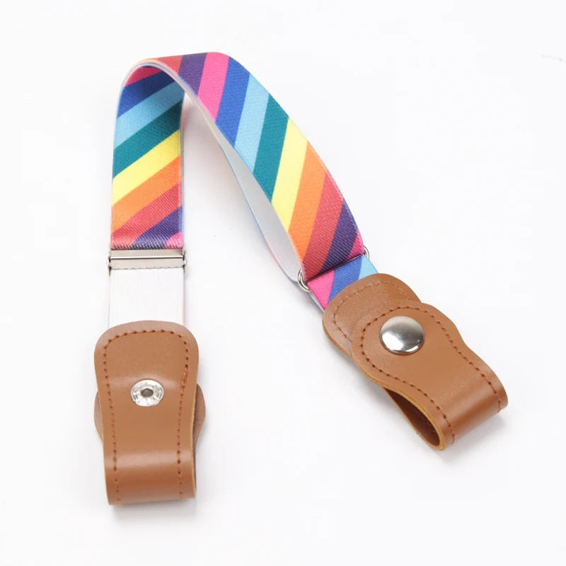 Kids Belts Buckle-Free Elastic Black Striped Hearts Dots Waist No Buckle Stretch Toddlers Adjustable Boys Girl Belts for Jeans